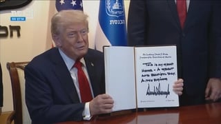 ‘A great and beautiful day’: Trump signs Knesset guestbook