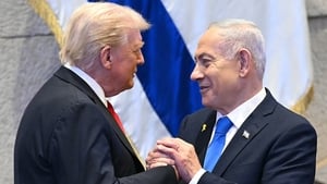 Israel gives a hero's welcome to President Trump in Middle East show image