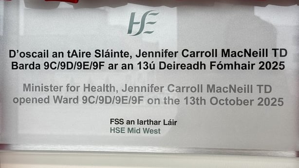 A sign seen during the opening of UHL 96 bed unit