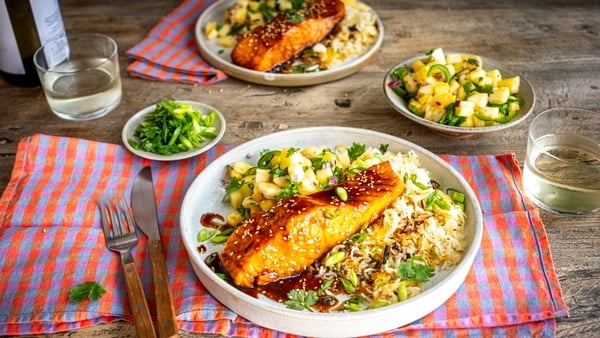 Sticky Soy Salmon Crispy Ric
