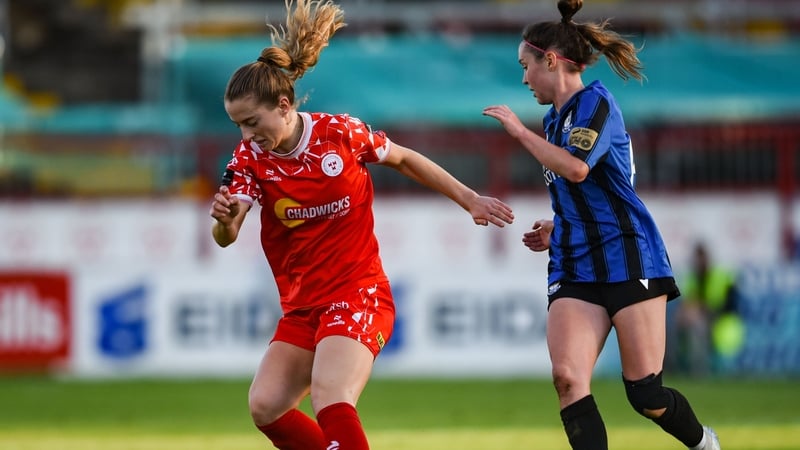 Aoibheann Clancy of Shelbourne in action against Hannah Waesch of Athlone last month