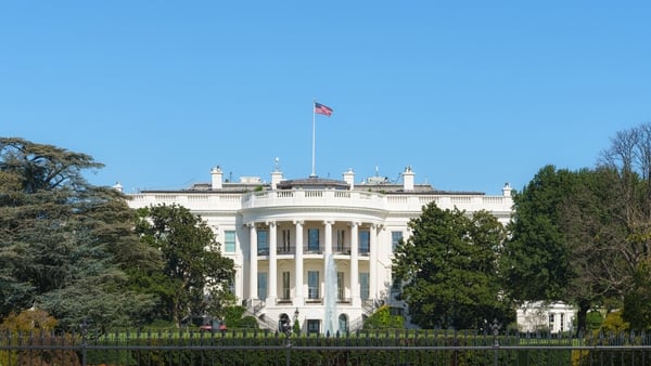 White House on deep blue sky background in Washington DC, USA.