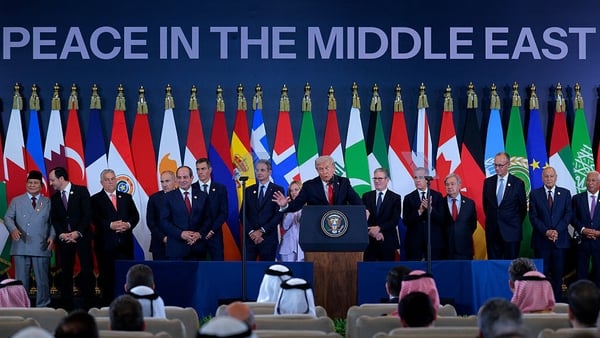 US President Donald Trump joins President of Egypt Abdel Fattah El-Sisi and other regional and European leaders for a Middle East peace summit at Sharm El Sheikh