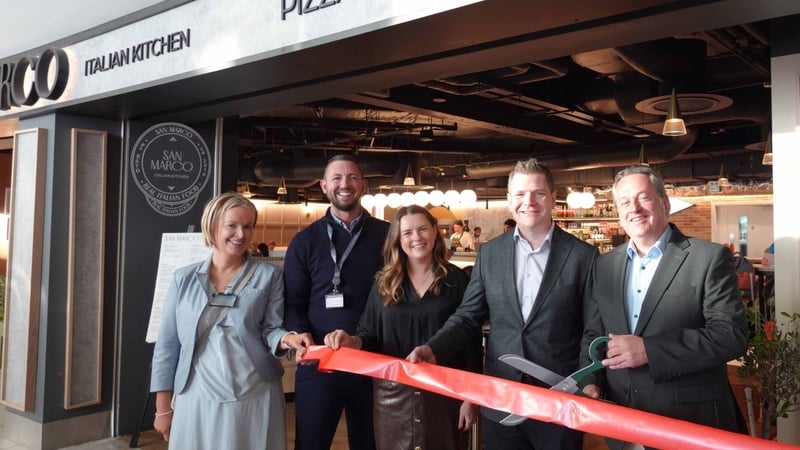 Karina Joyce, Marketing Manager at KSG; James Treacy, Operations Manager at KSG; Sorcha Nic Eoin, Head of Commerical daa, Minister Peter Burke with Michael Gleeson, CEO of KSG