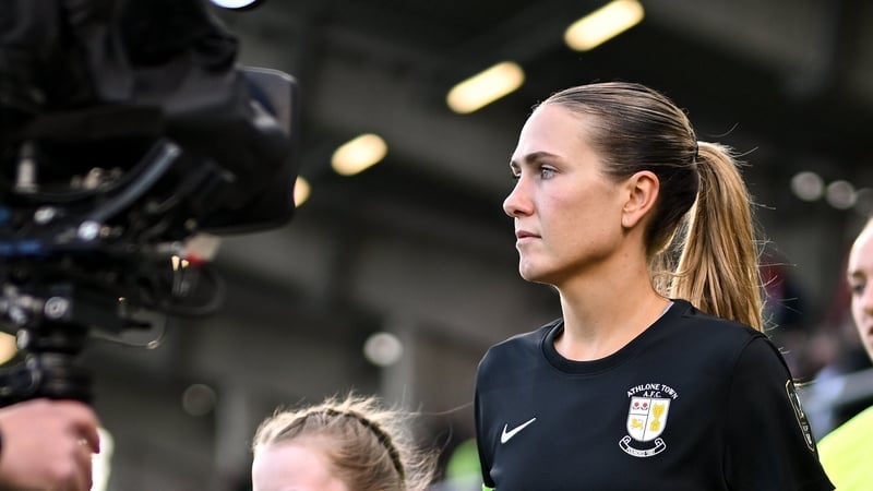 Madison Gibson leading Athlone Town out for the 2024 final