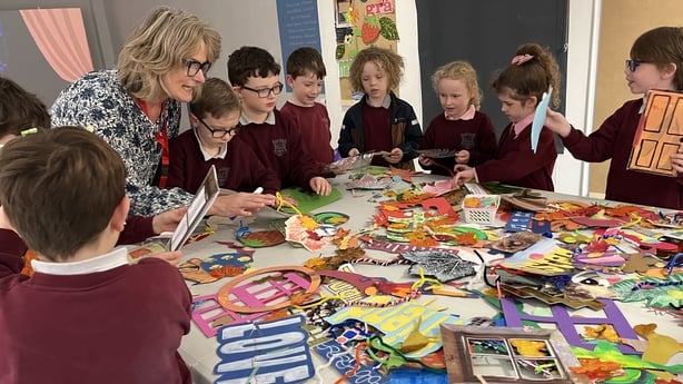 Children are pictured playing with pictures during the Baboro International Arts Festival in Galway