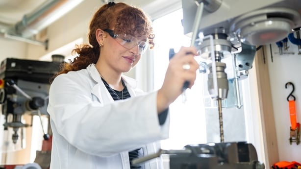 Zoe O'Sullivan, who has been shortlisted for an International James Dyson award, is pictured in a lab