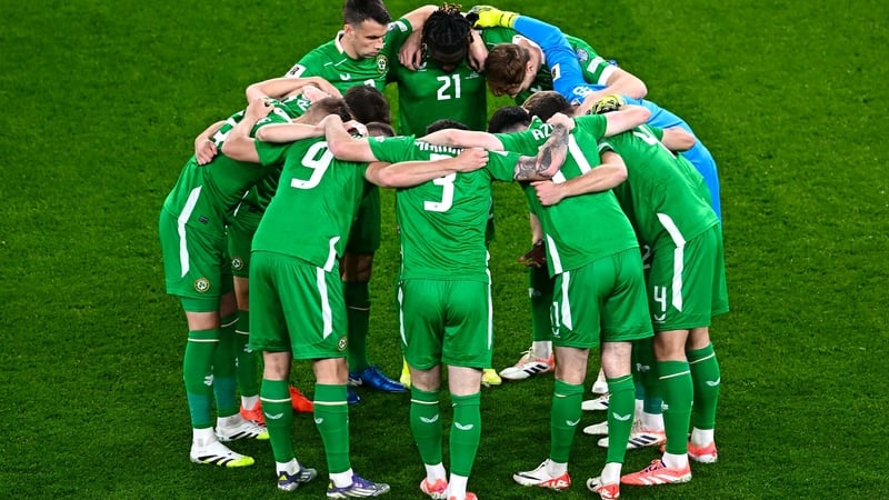 The pre-match huddle against Armenia