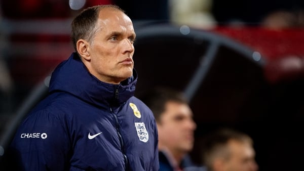 RIGA, LATVIA - OCTOBER 14: Thomas Tuchel of England looks on during the FIFA World Cup 2026 qualifier match between Latvia and England at Daugava Stadium on October 14, 2025 in Riga, Latvia. (Photo by Mateusz Slodkowski/Getty Images)