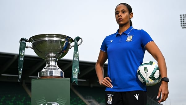 Athlone Town captain Izzy Groves poses for a portrait during the Sports Direct Women's Cup Final media day at Tallaght Stadium in Dublin