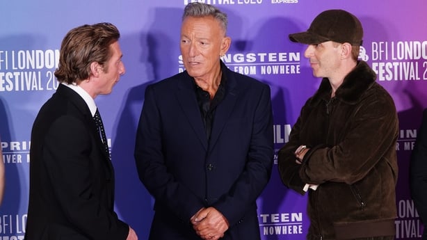(left to right) Jeremy Allen White, Bruce Springsteen and Jeremy Strong attending the screening of Springsteen: Deliver Me From Nowhere, at the Southbank Centre, Royal Festival Hall, London, as part of the BFI London Film Festival. Picture date: Wednesday October 15, 2025. PA Photo. Photo credit sho