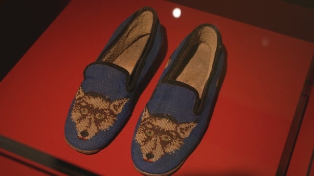 Michael Collins slippers on display at the National Museum at Collins Barracks 