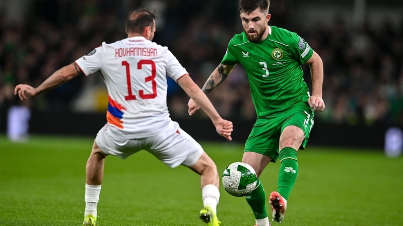 Ryan Manning was one of four Ireland players booked against Armenia