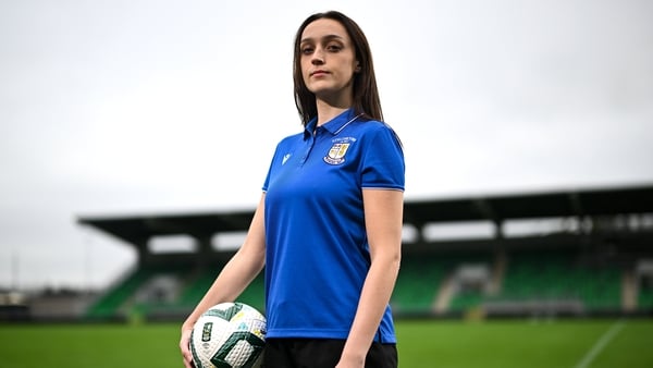 Kayleigh Shine of Athlone Town poses for a portrait during the Sports Direct Women's Cup Final media day at Tallaght Stadium