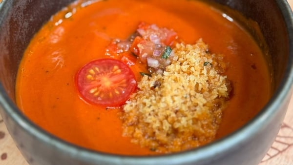 A bowl of tomato soup
