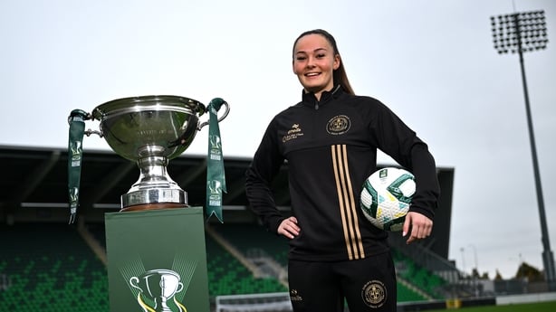 Bohemians captain Rachael Kelly poses for a portrait during the Sports Direct Women's Cup Final media day at Tallaght Stadium in Dublin