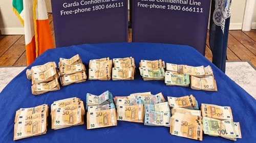 Some of the cash seized in Dublin's inner-city yesterday