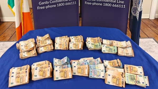 Cash seizure on display by gardaí