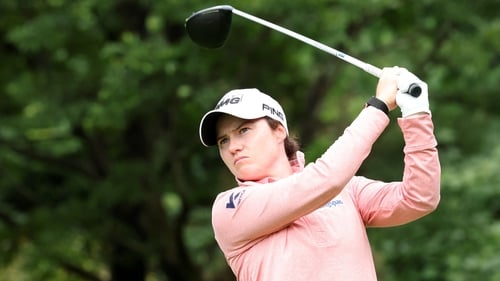 Leona Maguire hits her tee shot at the second hole during the opening round of the BMW Ladies Championship in South Korea