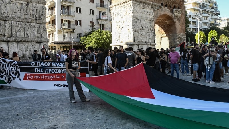 Supporters of Greek side PAOK Saloniki protested in solidarity with Palestinians in Gaza before their club's Europa League match against Maccabi Tel Aviv last month