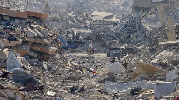 Destroyed areas of Khan Younis in southern Gaza,
