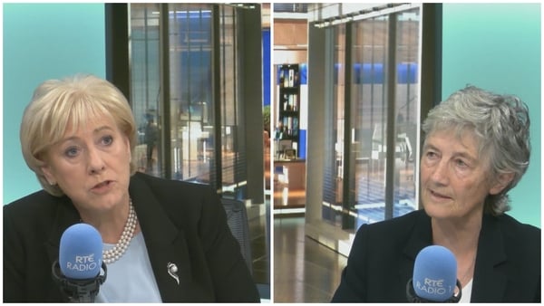 composite image of heather humphreys and catherine connolly in the morning ireland studio