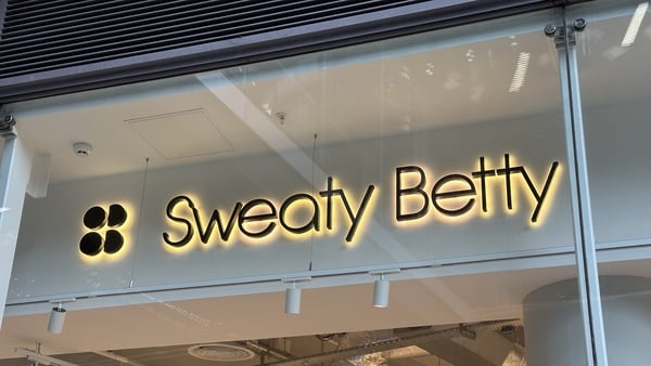 The exterior of a shop with the Sweaty Betty logo