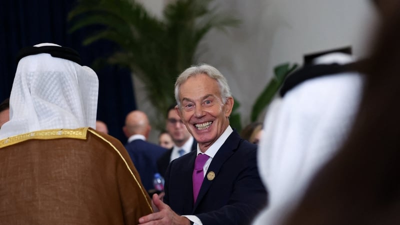 Former prime minister Tony Blair during the Sharm El Sheikh Peace Summit in Egypt earlier this week