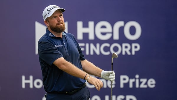 NEW DELHI, INDIA - OCTOBER 18: Shane Lowry of Ireland tees off on hole 17 on day three of the DP World India Championship 2025 at Delhi Golf Club on October 18, 2025 in New Delhi, India. (Photo by Jason Butler/Getty Images)
