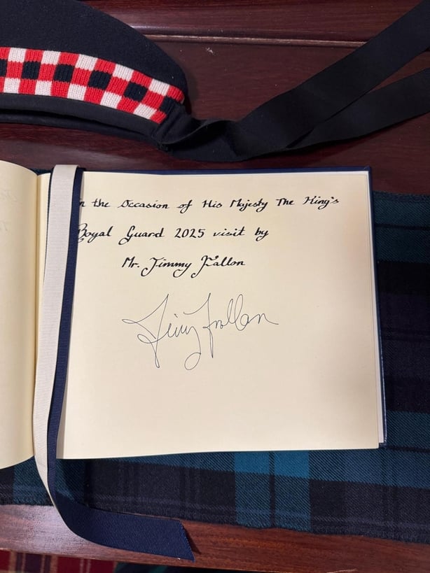 8Undated handout photo issued by 5 Scots of Jimmy Fallon's signature in the visitor book at Victoria Barracks, Ballater. The US TV star was treated to some Highlands hospitality as Scottish soldiers hosted him for a special dinner during his holiday in Royal Deeside. A chance encounter led to the Ki