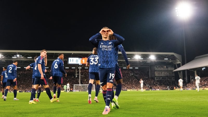 Leandro Trossard preforms his trademark celebration after scoring the only goal of the game at Craven Cottage