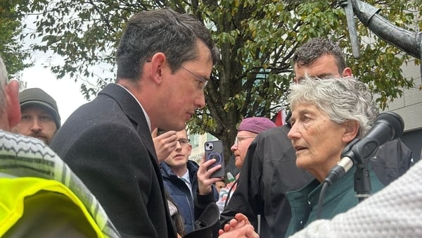 Enoch Burke confront Catherine Connolly on campaign trail - sourced by Paschal Sheehy