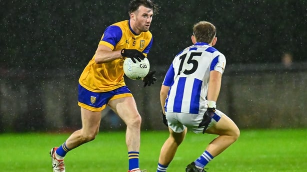 18 October 2025; James Doran of Na Fianna in action against Daire Sweeney of Ballyboden St Enda's during the Dublin County Senior Club Football Championship final match between Ballyboden St Enda's and Na Fianna at Parnell Park in Dublin. Photo by Piaras Ó Mídheach/Sportsfile