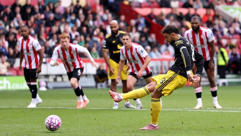 Bruno Fernandes had a penalty saved by Brentford's Republic of Ireland goalkeeper Caoimhin Kelleher last month