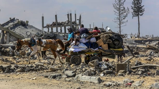 KHAN YUNIS, GAZA - OCTOBER 17: Palestinians, who returned to their homes after the ceasefire, try to continue their routines amid the rubble left behind by the attacks following the Israeli withdrawal in Khan Yunis, Gaza on October 17, 2025. (Photo by Abed Rahim Khatib/Anadolu via Getty Images)