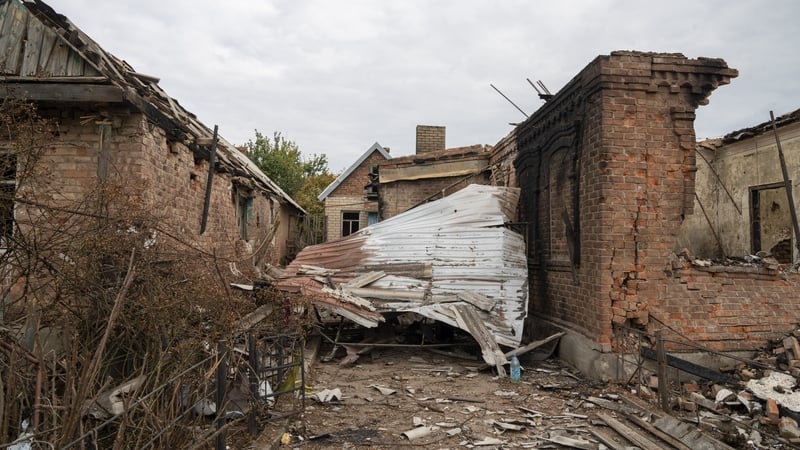 A view of destruction caused by a Russian attack on the town of Kostiantynivka, Ukraine, yesterday
