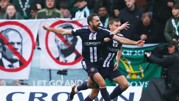 Dundee's Clark Robertson after scoring against Celtic, October 2025