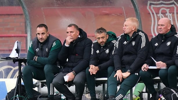 Celtic manager Brendan Rodgers watches on as Celtic go down 2-0 to Dundee, October 2025