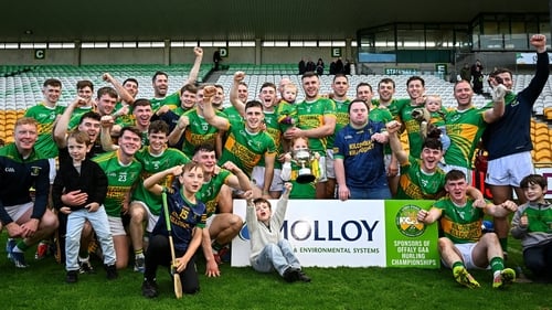 Kilcormac-Killoughey players and supporters celebrate afterwards