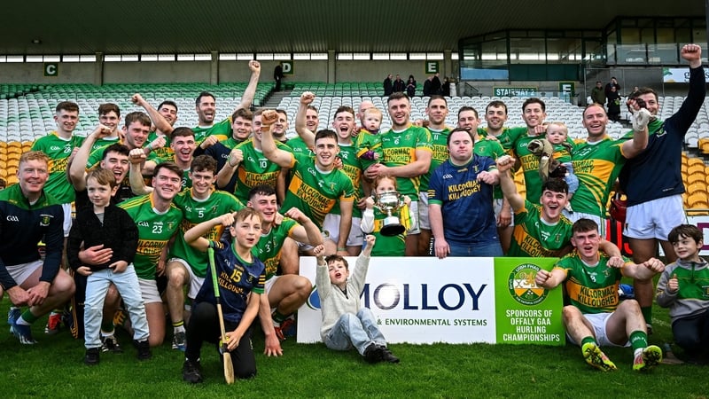 Kilcormac-Killoughey players and supporters celebrate afterwards