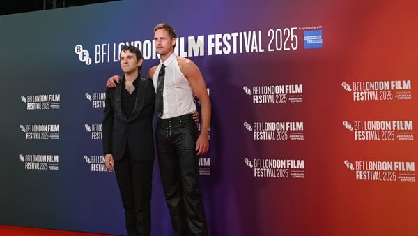 LONDON, UNITED KINGDOM - OCTOBER 18: Alexander Skarsgard and Harry Melling attend the UK premiere of 'PILLION' during the 69th BFI London Film Festival at the Royal Festival Hall in London, United Kingdom on October 18, 2025. (Photo by Rasid Necati Aslim/