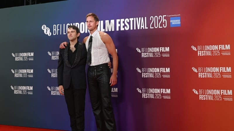 Alexander Skarsgard and Harry Melling attend the UK premiere of Pillion during the 69th BFI London Film Festival at the Royal Festival Hall in London on October 18. Photo credit: Rasid Necati Aslim/Anadolu via Getty Images