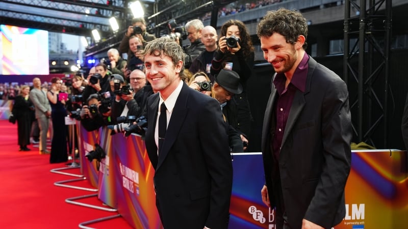 Paul Mescal (left) and Josh O'Connor attending the screening of The History of Sound, at the Southbank Centre, Royal Festival Hall, London, as part of the BFI London Film Festival on Saturday. Photo credit: Jeff Moore/PA Wire