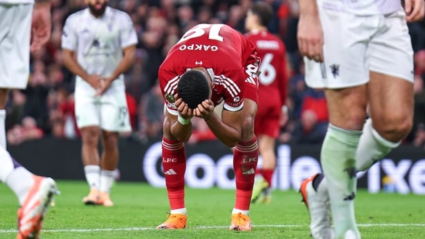 LIVERPOOL, ENGLAND - OCTOBER 19: Cody Gakpo of Liverpool reacts during the Premier League match between Liverpool and Manchester United at Anfield on October 19, 2025 in Liverpool, England. (Photo by Robbie Jay Barratt - AMA/Getty Images)