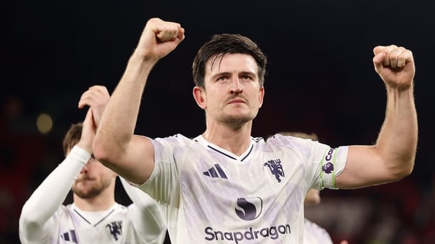 LIVERPOOL, ENGLAND - OCTOBER 19: Harry Maguire of Manchester United celebrates victory following the Premier League match between Liverpool and Manchester United at Anfield on October 19, 2025 in Liverpool, England. (Photo by Carl Recine/Getty Images)