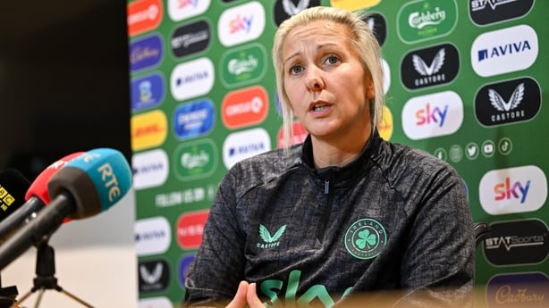 Head coach Carla Ward speaking to media during a Republic of Ireland women media day at the FAI Headquarters in Abbotstown, Dublin. 