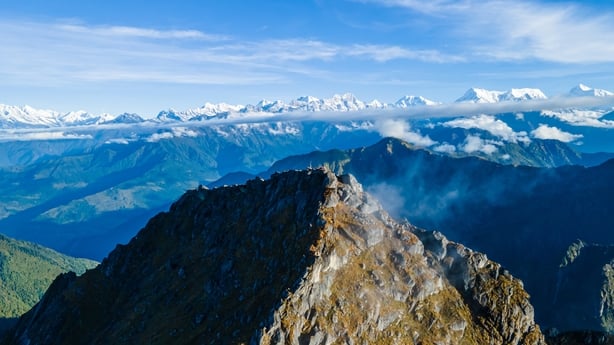 aerial view shows Silichong Peak in Bhojpur, Nepal
