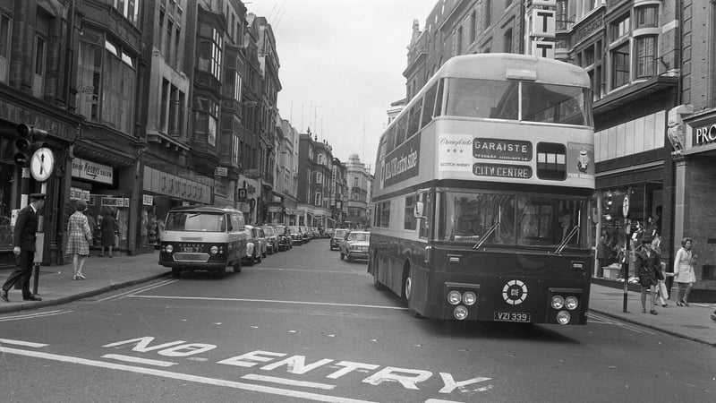 Grafton Street circa June 1971, before it was officially pedestrianised in 1982. Photo: Getty Images