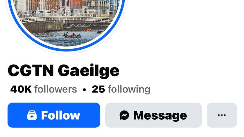 Tá 40,000 leantóir ag an leathanach Facebook, CGTN
