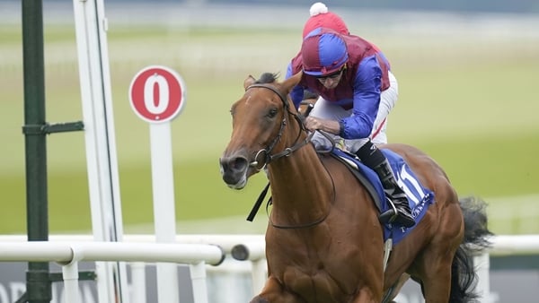 Sugar Island ridden by jockey Ryan Moore (left) wins the first race, during day two of the Juddmonte Irish Oaks Weekend at The Curragh Racecourse in County Kildare, Ireland. Picture date: Sunday July 20, 2025.